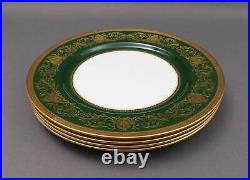 Aynsley England Imperial 193 Laurel Green Gold 10 3/8 Dinner Plates Set Of 4