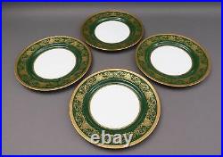 Aynsley England Imperial 193 Laurel Green Gold 10 3/8 Dinner Plates Set Of 4