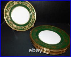 Aynsley Imperial Laurel Green Dark Green And Gold 10 1/2 Dinner Plates