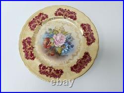Aynsley J A Bailey Large Cabinet Plate 10.5 Diameter Burgundy Free Shipping