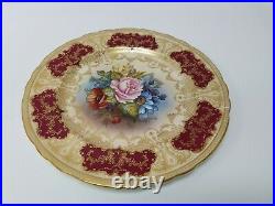 Aynsley J A Bailey Large Cabinet Plate 10.5 Diameter Burgundy Free Shipping