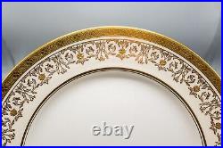 Aynsley Kenilworth Dinner Plates Gold Encrusted Set of 12 10 1/2 FREE SHIP