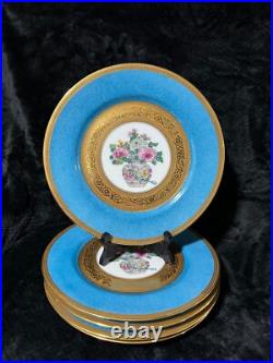 B & C (l Bernardaud And Co) Limoges 5pcs Blue And Gold Gilded Dinner Plates B & C (l Bernardaud And Co) Limoges 5pcs Blue And Gold Gilded Dinner Plates