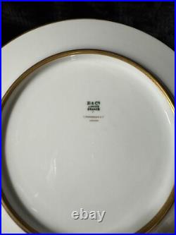 B & C (l Bernardaud And Co) Limoges 5pcs Blue And Gold Gilded Dinner Plates B & C (l Bernardaud And Co) Limoges 5pcs Blue And Gold Gilded Dinner Plates