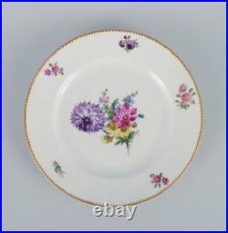B&G, Bing & Grondahl Saxon flower. Four dinner plates decorated with flowers