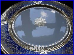 BERNARDAUD Limoges Saphire Blue & Gold Dinner Plates Set/6 Stunning