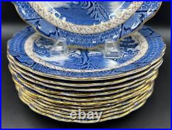 BOOTHS REAL OLD WILLOW A8025 ENGLAND 9-5/8 DINNER PLATES Set of 12 (588B)
