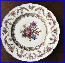 Bavaria 6 Dinner Plates-11 Wildflowers Gold Porcelain Schumann Crown Mark V 70