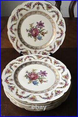 Bavaria 6 Dinner Plates-11 Wildflowers Gold Porcelain Schumann Crown Mark V 70