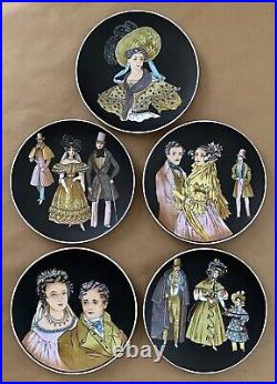 Bavaria Germany Golden Crown E&R Rare Vintage Set of Five (5) Plates Collection