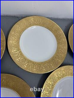 Bavaria Hutschenreuther Selb Dinner Plates 12 + Gold Trim Case 10 3/4 FLAWED