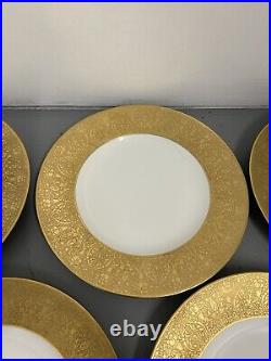 Bavaria Hutschenreuther Selb Dinner Plates 12 + Gold Trim Case 10 3/4 FLAWED