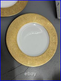 Bavaria Hutschenreuther Selb Dinner Plates 12 + Gold Trim Case 10 3/4 FLAWED