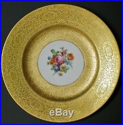 Bavarian Decorated Heavy Gold Encrusted Floral 10 3/4 Dinner Cabinet Plate