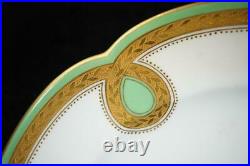 Bd Pair Antique Minton Porcelain Plates Rural Scene Gold Frieze Green Border