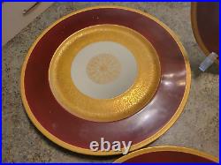 Beautiful 5 Dinner Plate Set Gold & Burgundy Bavaria Heinrich 11 SOME WEAR