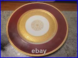 Beautiful 5 Dinner Plate Set Gold & Burgundy Bavaria Heinrich 11 SOME WEAR