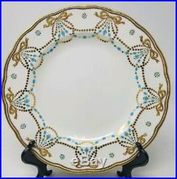 Beautiful Hand Decorated, Unmarked British Porcelain Plate Gold Bows & Jeweled