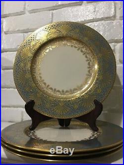 Beautiful Lenox Anthemion Motif 1830/E385F- 4 Dinner Plates Heavy Gold Gilt