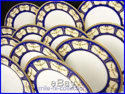 Beautiful Limoges Blue Roses Gold Encrusted Dinner Plates Set Of 12