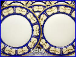 Beautiful Limoges Blue Roses Gold Encrusted Dinner Plates Set Of 12