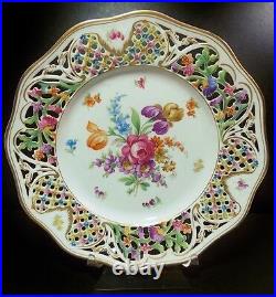 Beautiful Schumann Dresden 10 3/8 Dinner Plate Reticulated Multicolor Gold Nice