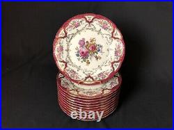 Beautiful Set Of 11 Baronet F&B Co. Bohemian 11 Dinner Plates Floral Burgundy