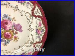 Beautiful Set Of 11 Baronet F&B Co. Bohemian 11 Dinner Plates Floral Burgundy