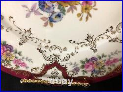 Beautiful Set Of 11 Baronet F&B Co. Bohemian 11 Dinner Plates Floral Burgundy