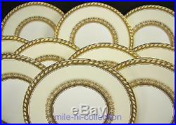Beautiful Set Of 12 Minton X123 Raised Gold Flower Dinner Plates