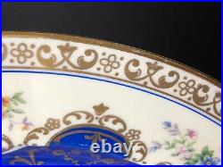 Beautiful Set Of 9 Schlaggenwald Czechoslovakia 10&3/4 Dinner Plates Blue Gold