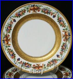 Beautiful Set of 12 Black Knight Gold Encrusted Dinner Cabinet Plates