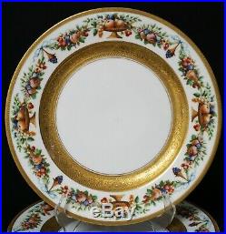 Beautiful Set of 12 Black Knight Gold Encrusted Dinner Cabinet Plates
