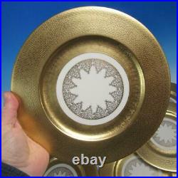 Bern Lan China Wide Gold Encrusted Band 12 Dinner Plates 10½ inches