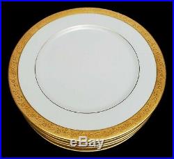 Bernardaud Limoges Gold and White Dinner Plates Plate Set of 8 BER295