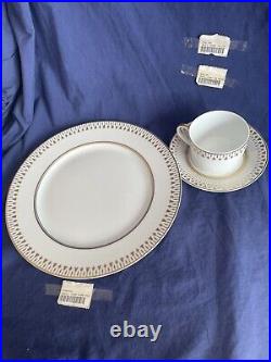 Bernardaud Soleil Levant Gold Dinner Plates & Cup And Saucer New Old Stock