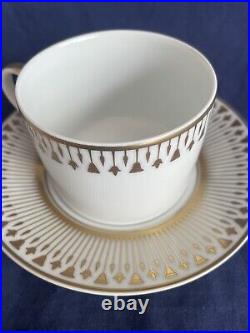 Bernardaud Soleil Levant Gold Dinner Plates & Cup And Saucer New Old Stock