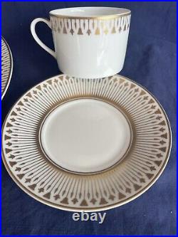 Bernardaud Soleil Levant Gold Dinner Plates & Cup And Saucer New Old Stock