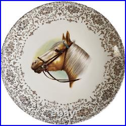 Beswick Animales & British China 22-Karat Gold Horse Portraits 8 Dinner Plates S