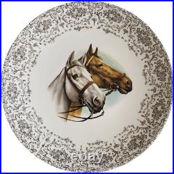 Beswick Animales & British China 22-Karat Gold Horse Portraits 8 Dinner Plates S