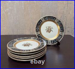 Black Knight Plates Dancers on Rim, Lyre, Rim, Gold 6.25 Side Plates