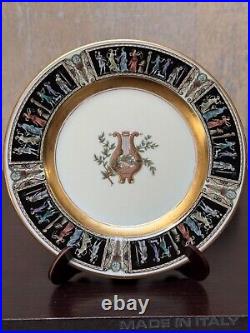 Black Knight Plates Dancers on Rim, Lyre, Rim, Gold 6.25 Side Plates