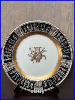 Black Knight Plates Dancers on Rim, Lyre, Rim, Gold 6.25 Side Plates