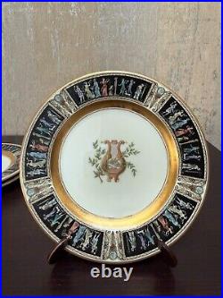 Black Knight Plates Dancers on Rim, Lyre, Rim, Gold 6.25 Side Plates