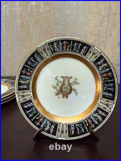 Black Knight Plates Dancers on Rim, Lyre, Rim, Gold 6.25 Side Plates