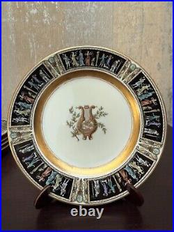 Black Knight Plates Dancers on Rim, Lyre, Rim, Gold 6.25 Side Plates