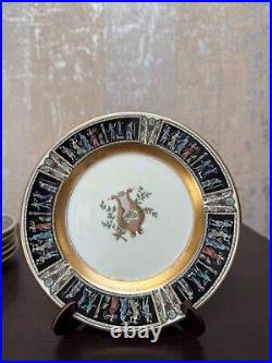 Black Knight Plates Dancers on Rim, Lyre, Rim, Gold 6.25 Side Plates