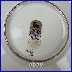 Black Knight Red Gold Scroll Porcelain China RARE 2 Bavaria Dinner Plates 6 1/4