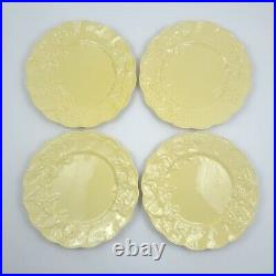 Bordallo Pinheiro Ingrid Yellow 10.25 Dinner Plates Set of 4 Flowers Ferns Dots