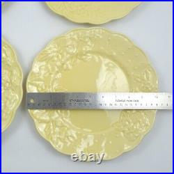 Bordallo Pinheiro Ingrid Yellow 10.25 Dinner Plates Set of 4 Flowers Ferns Dots